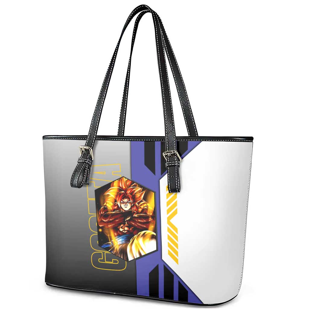 Gogeta from Dragon Ball Leather Tote Bag with Super Saiyan Blue Form and Action Pose Design - The Mazicc