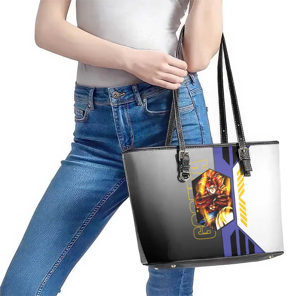 Gogeta from Dragon Ball Leather Tote Bag with Super Saiyan Blue Form and Action Pose Design - The Mazicc