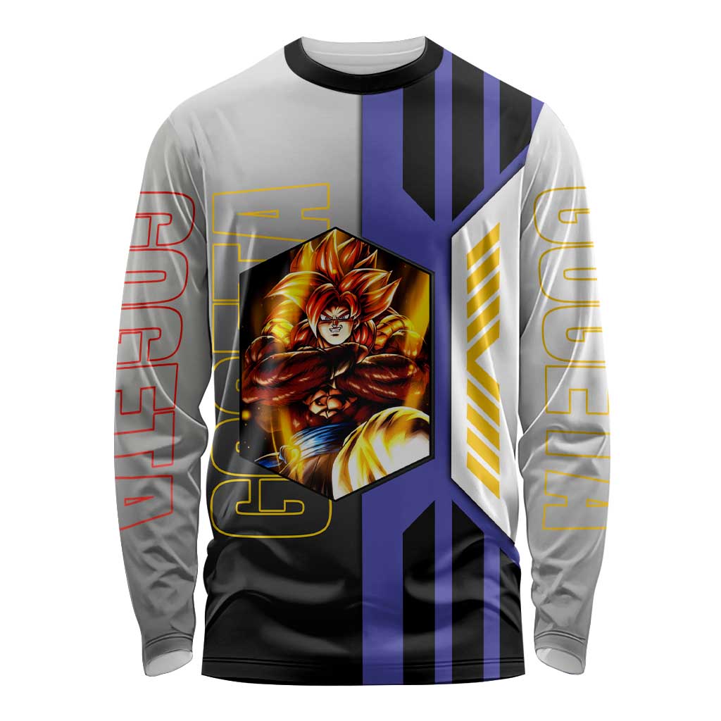 Gogeta from Dragon Ball Long Sleeve Shirt with Super Saiyan Blue Form and Action Pose Design - The Mazicc