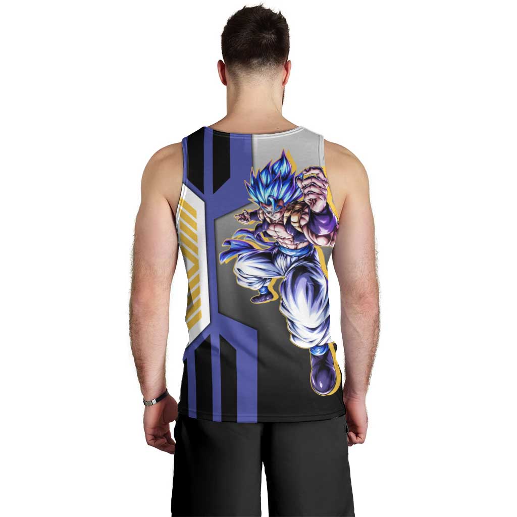 Gogeta from Dragon Ball Men Tank Top with Super Saiyan Blue Form and Action Pose Design - The Mazicc