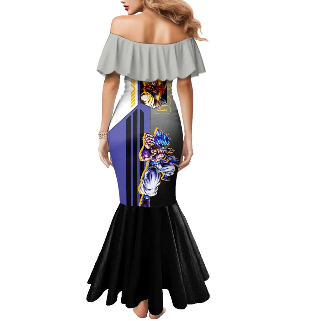 Gogeta from Dragon Ball Mermaid Dress with Super Saiyan Blue Form and Action Pose Design - The Mazicc
