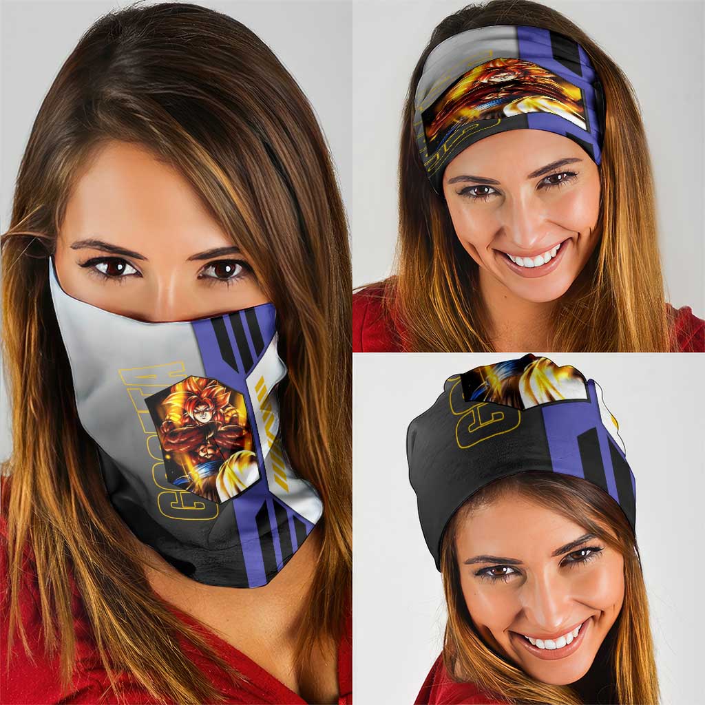 Gogeta from Dragon Ball Neck Gaiter with Super Saiyan Blue Form and Action Pose Design - The Mazicc