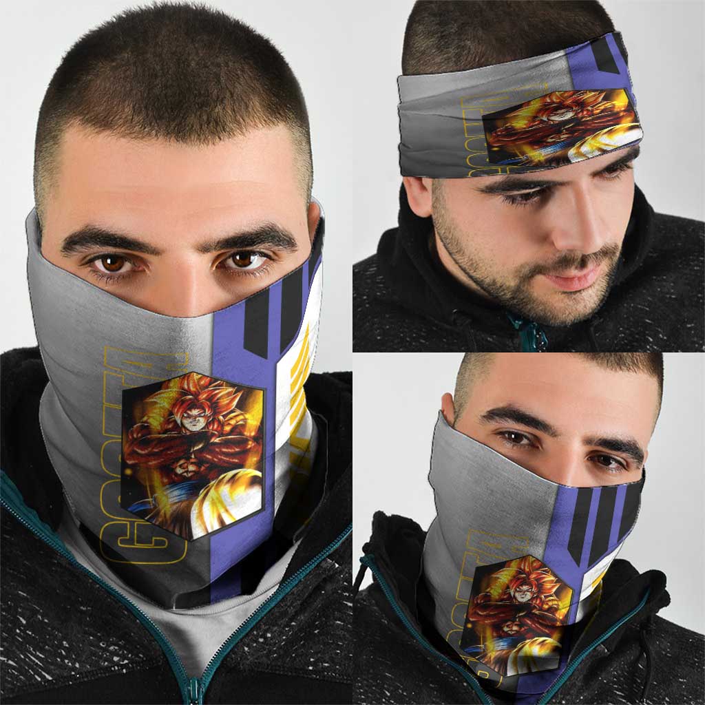 Gogeta from Dragon Ball Neck Gaiter with Super Saiyan Blue Form and Action Pose Design - The Mazicc
