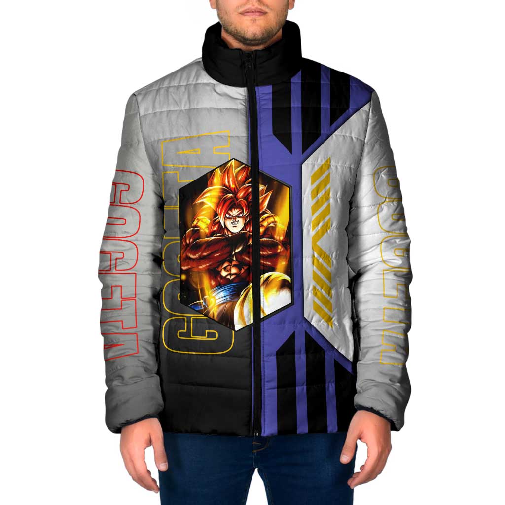 Gogeta from Dragon Ball Padded Jacket with Super Saiyan Blue Form and Action Pose Design - The Mazicc