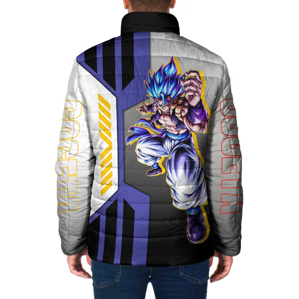 Gogeta from Dragon Ball Padded Jacket with Super Saiyan Blue Form and Action Pose Design - The Mazicc