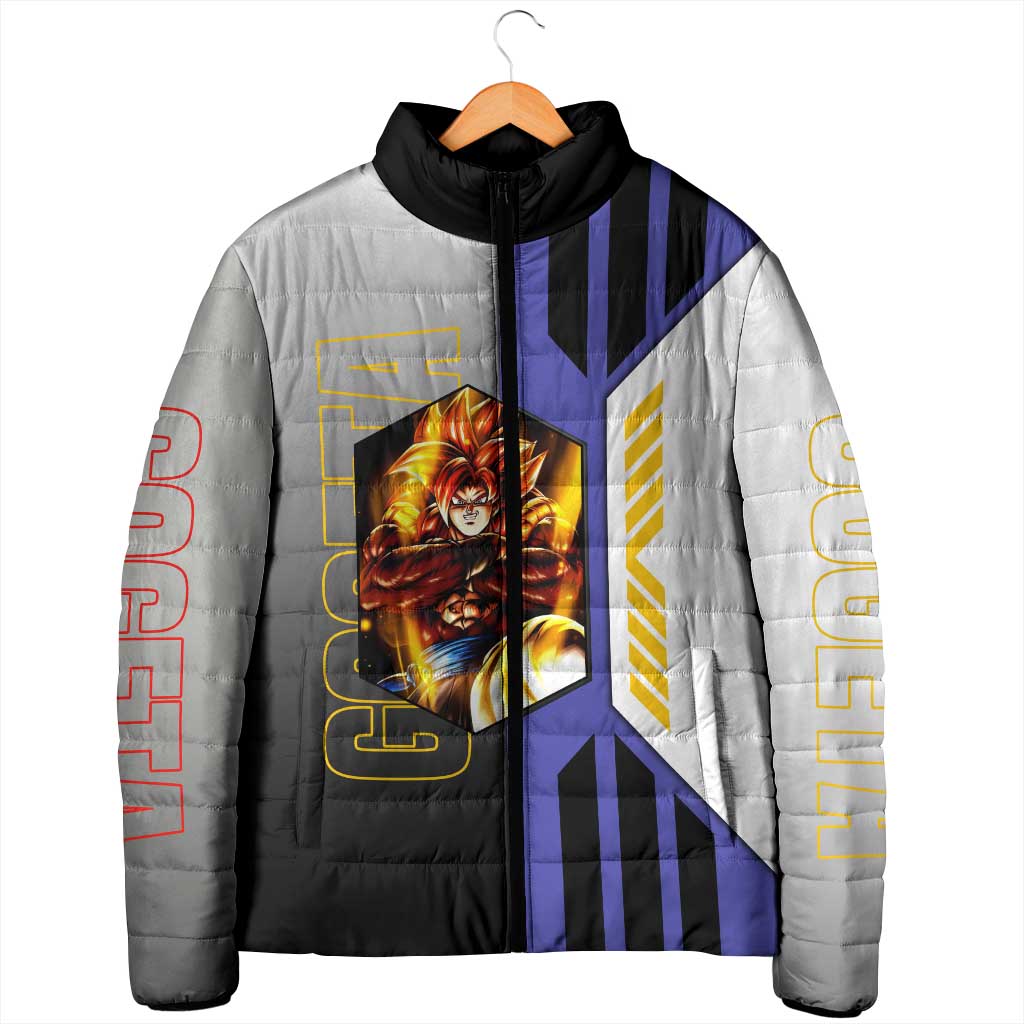 Gogeta from Dragon Ball Padded Jacket with Super Saiyan Blue Form and Action Pose Design - The Mazicc