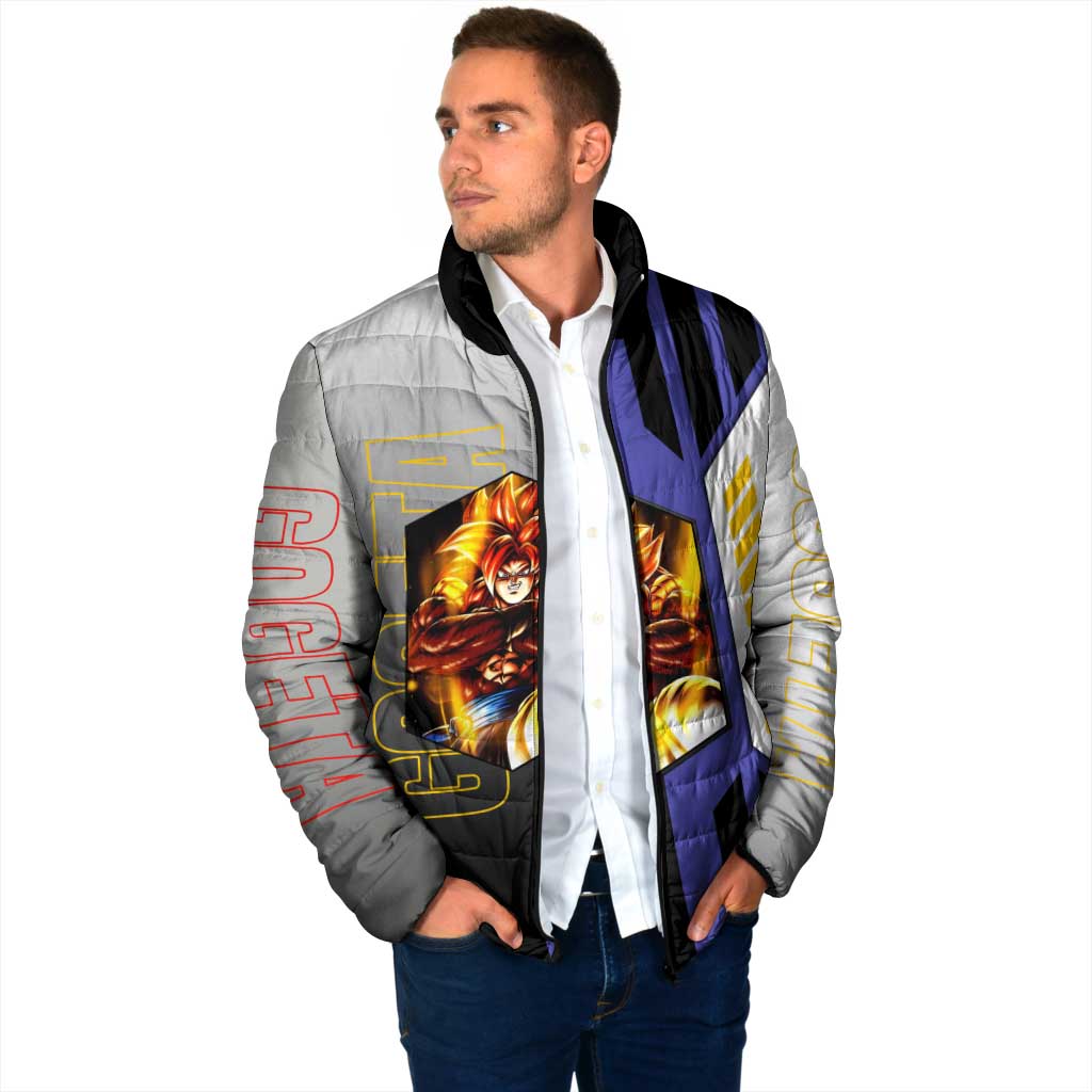 Gogeta from Dragon Ball Padded Jacket with Super Saiyan Blue Form and Action Pose Design - The Mazicc