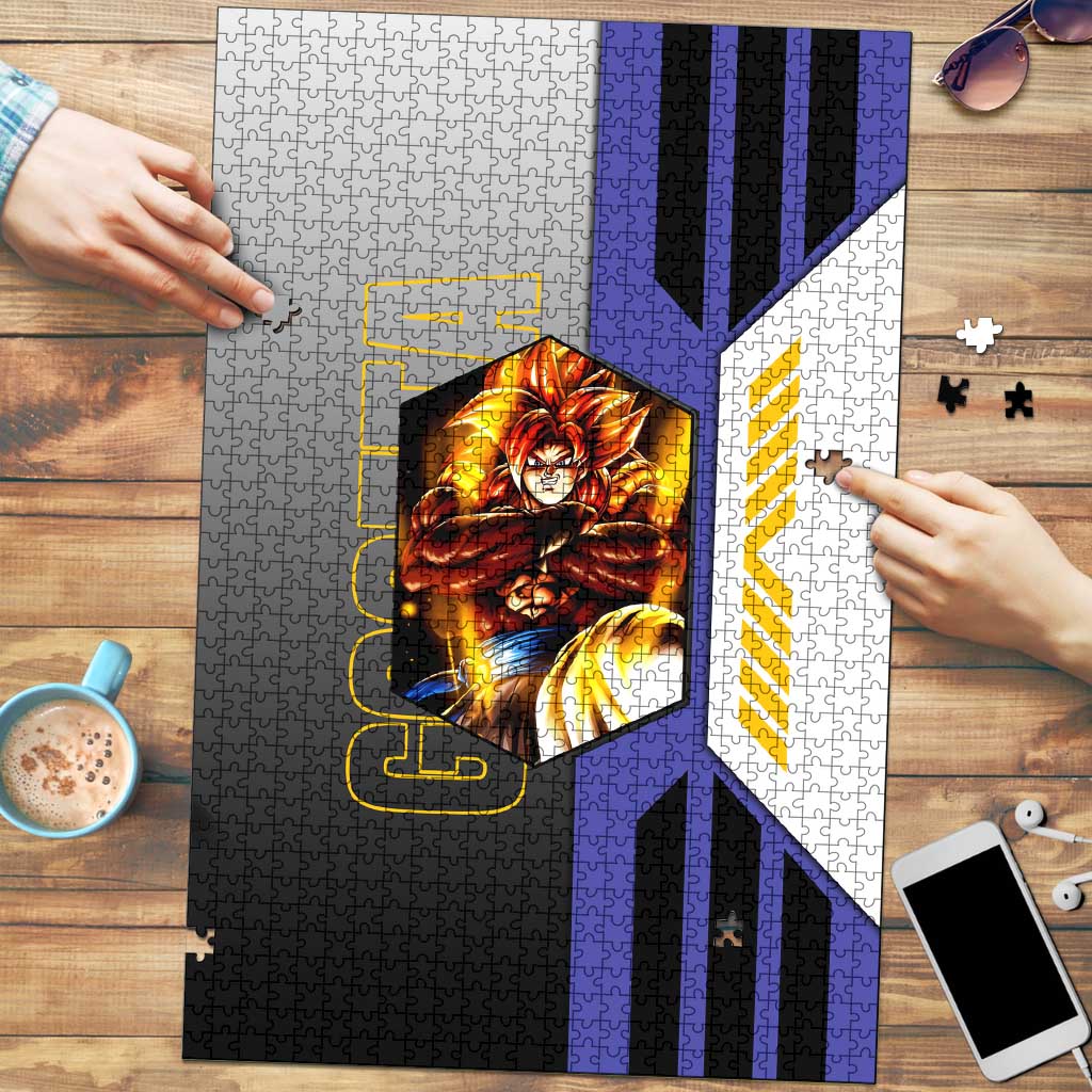 Gogeta from Dragon Ball Puzzle with Super Saiyan Blue Form and Action Pose Design - The Mazicc