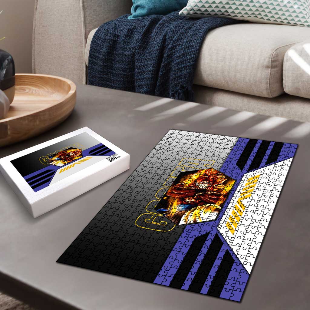 Gogeta from Dragon Ball Puzzle with Super Saiyan Blue Form and Action Pose Design - The Mazicc