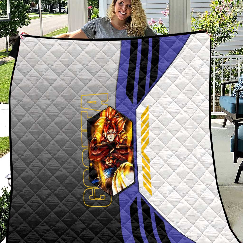 Gogeta from Dragon Ball Quilt with Super Saiyan Blue Form and Action Pose Design - The Mazicc