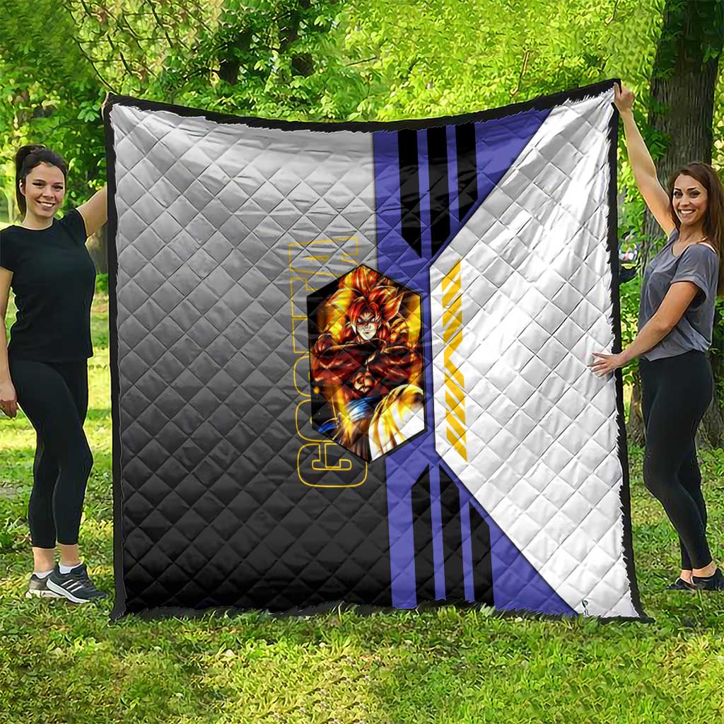 Gogeta from Dragon Ball Quilt with Super Saiyan Blue Form and Action Pose Design - The Mazicc