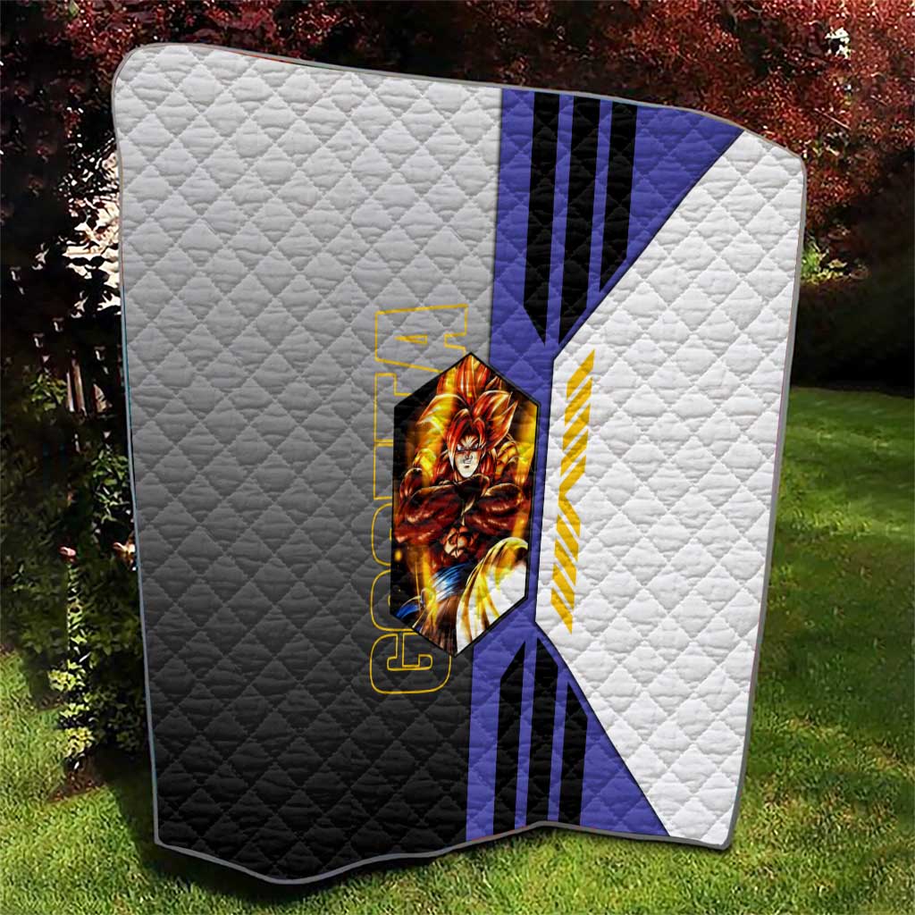 Gogeta from Dragon Ball Quilt with Super Saiyan Blue Form and Action Pose Design - The Mazicc