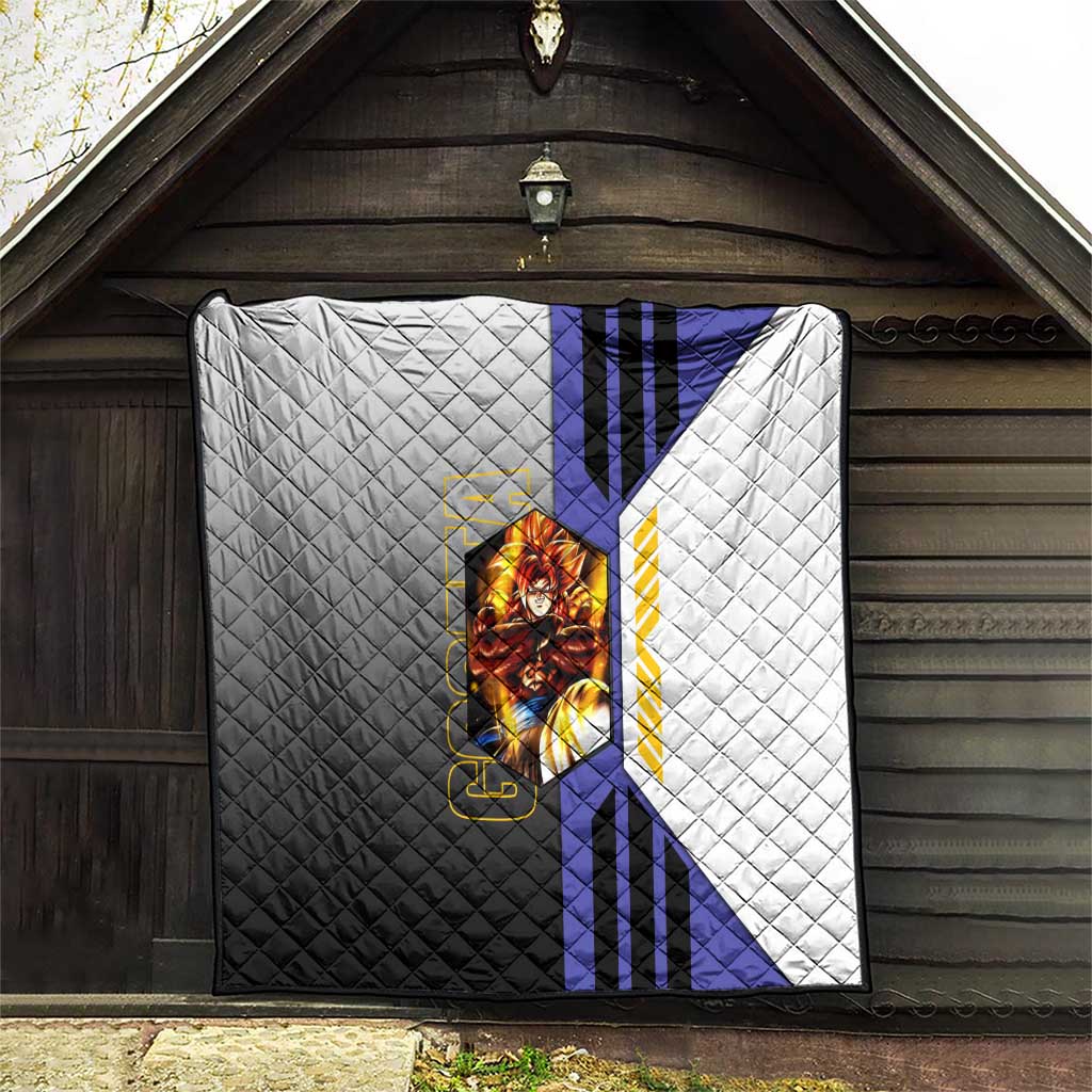 Gogeta from Dragon Ball Quilt with Super Saiyan Blue Form and Action Pose Design - The Mazicc