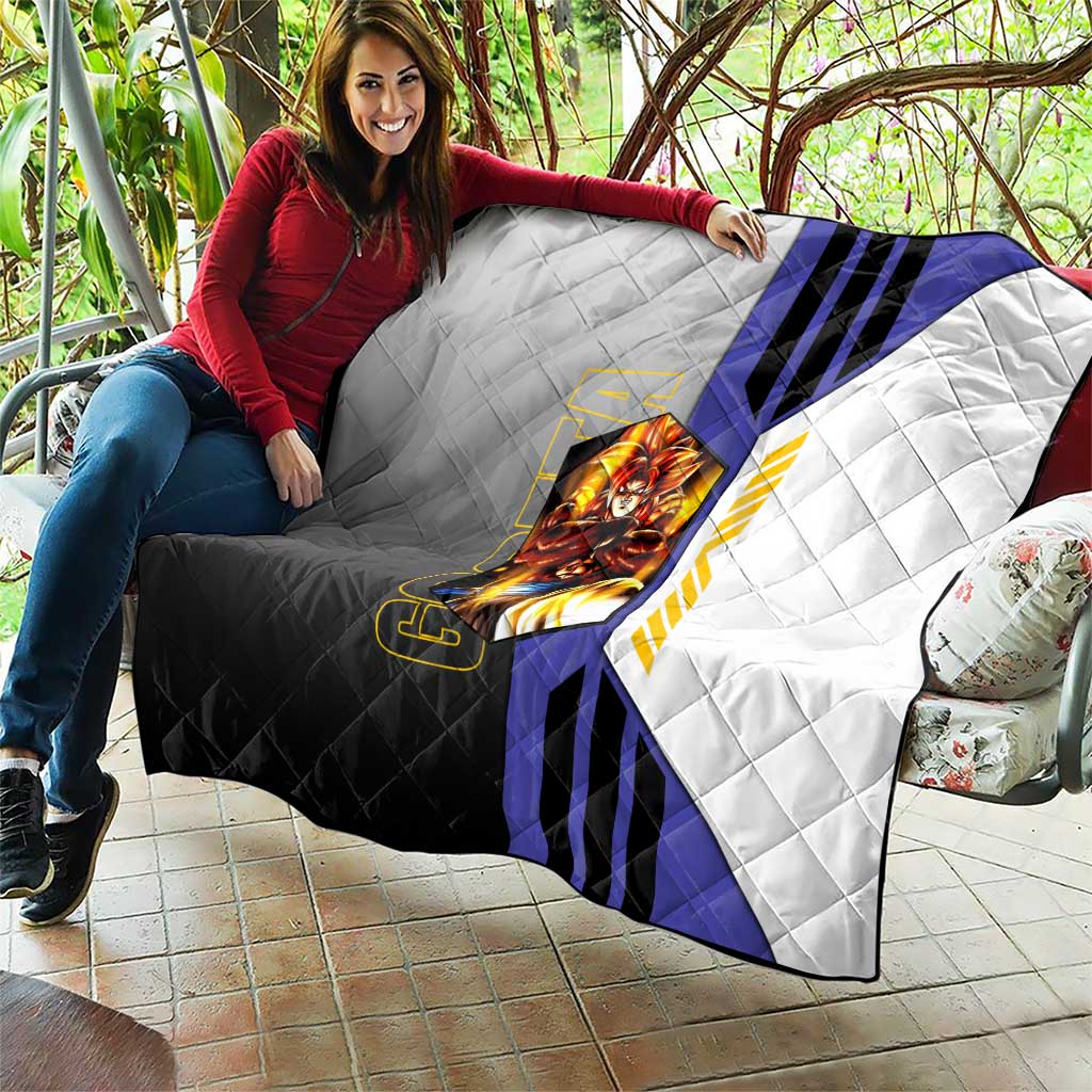 Gogeta from Dragon Ball Quilt with Super Saiyan Blue Form and Action Pose Design - The Mazicc