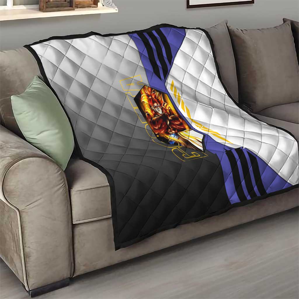 Gogeta from Dragon Ball Quilt with Super Saiyan Blue Form and Action Pose Design - The Mazicc