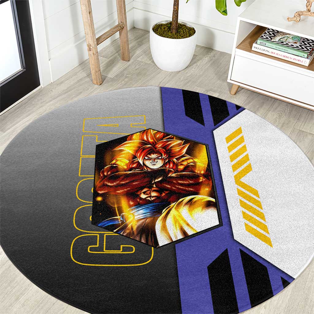 Gogeta from Dragon Ball Round Carpet with Super Saiyan Blue Form and Action Pose Design - The Mazicc