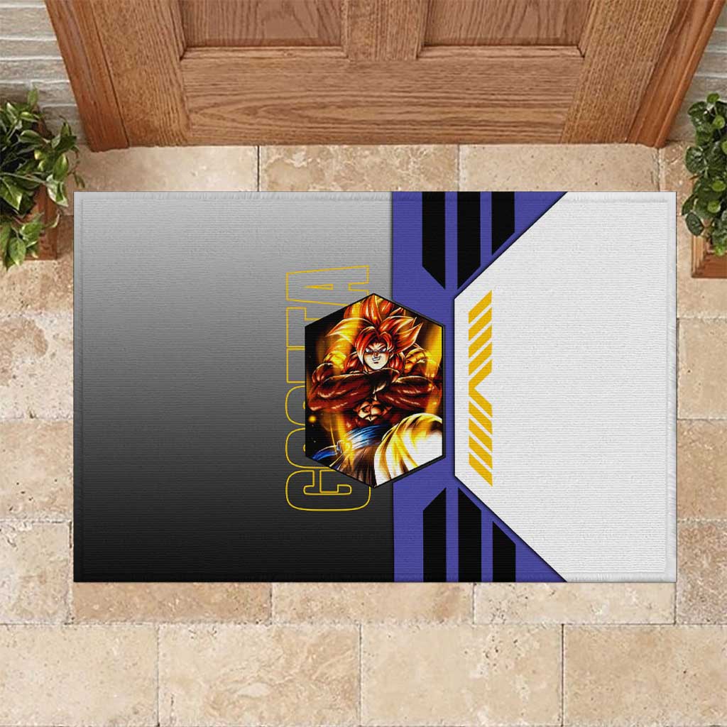 Gogeta from Dragon Ball Rubber Doormat with Super Saiyan Blue Form and Action Pose Design - The Mazicc