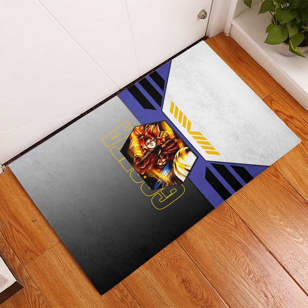 Gogeta from Dragon Ball Rubber Doormat with Super Saiyan Blue Form and Action Pose Design - The Mazicc