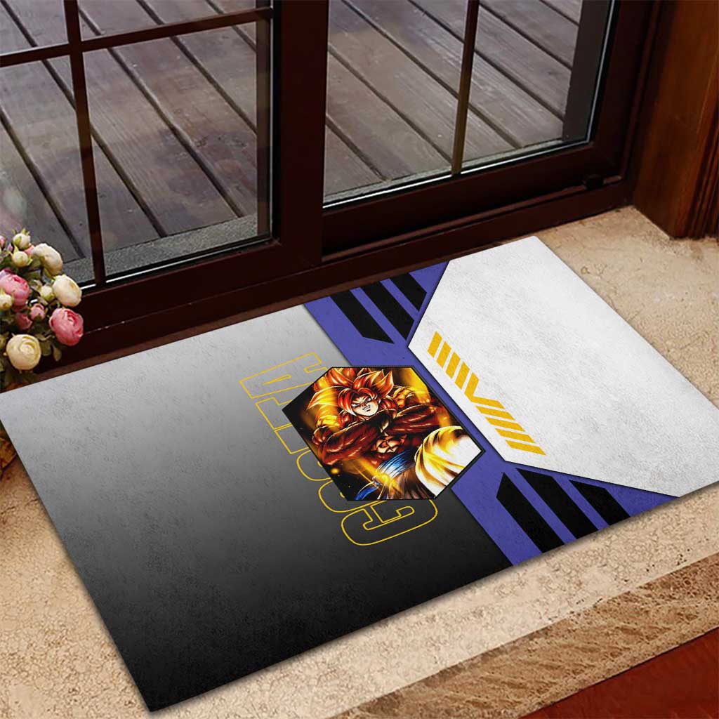 Gogeta from Dragon Ball Rubber Doormat with Super Saiyan Blue Form and Action Pose Design - The Mazicc