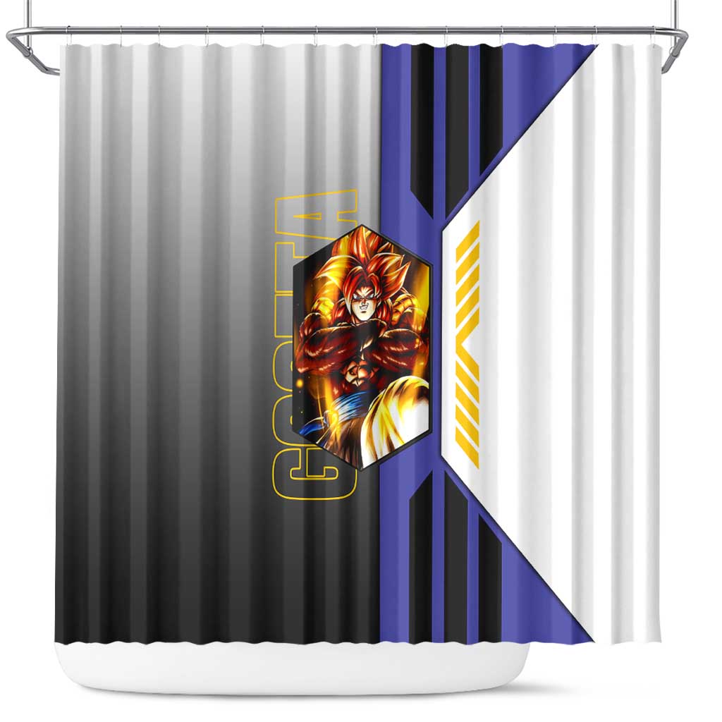 Gogeta from Dragon Ball Shower Curtain with Super Saiyan Blue Form and Action Pose Design - The Mazicc