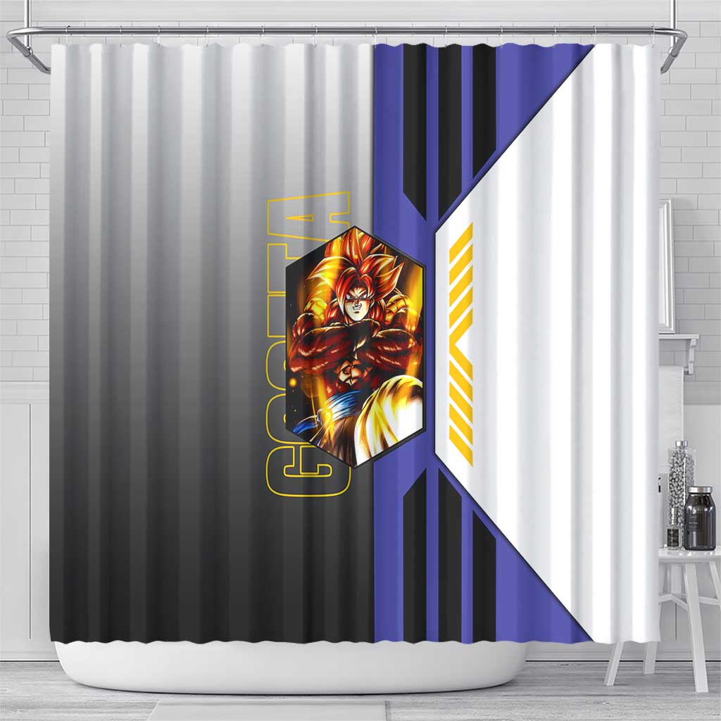 Gogeta from Dragon Ball Shower Curtain with Super Saiyan Blue Form and Action Pose Design - The Mazicc
