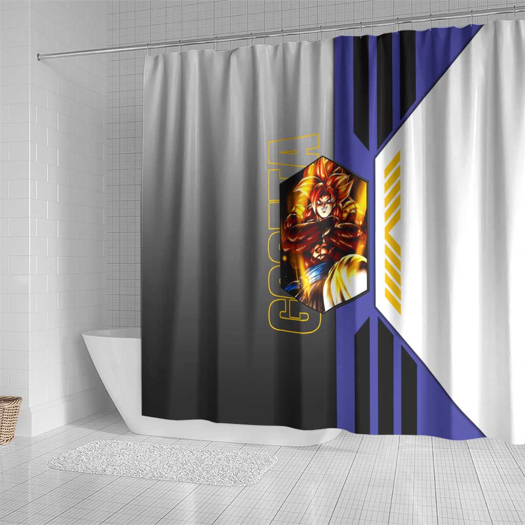 Gogeta from Dragon Ball Shower Curtain with Super Saiyan Blue Form and Action Pose Design - The Mazicc