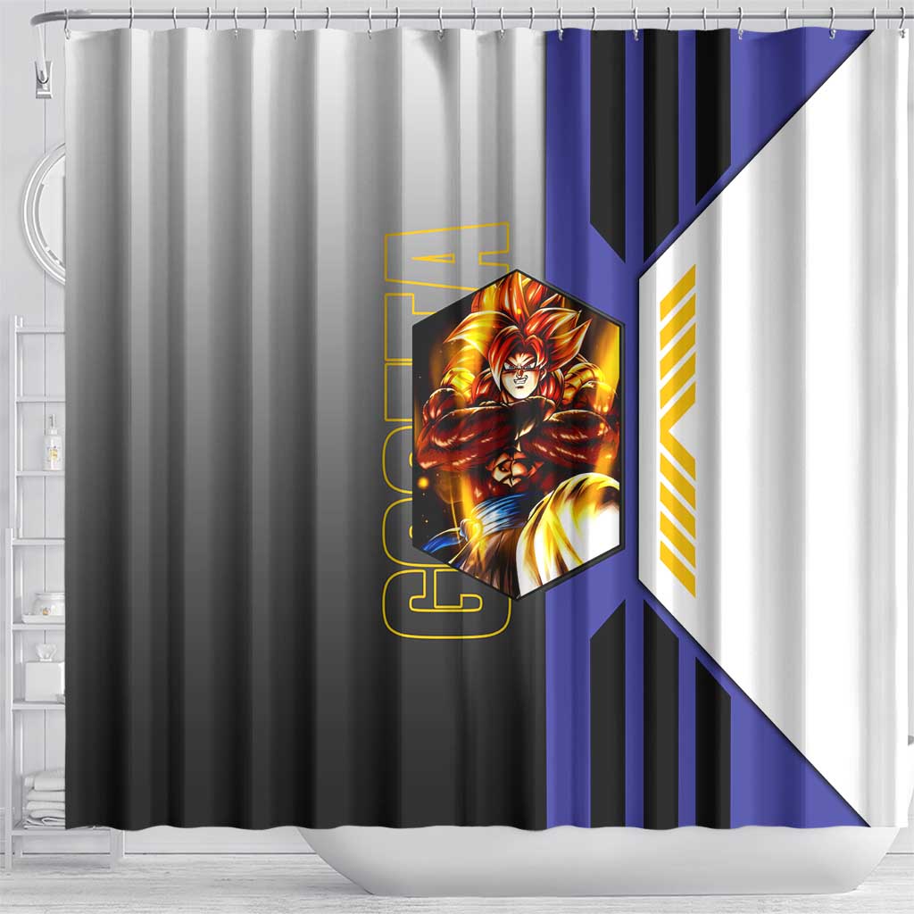 Gogeta from Dragon Ball Shower Curtain with Super Saiyan Blue Form and Action Pose Design - The Mazicc