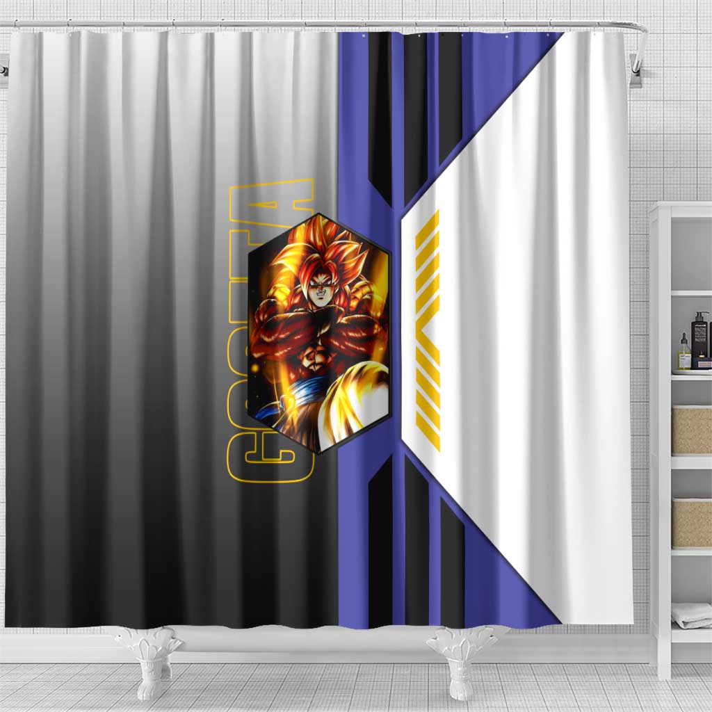 Gogeta from Dragon Ball Shower Curtain with Super Saiyan Blue Form and Action Pose Design - The Mazicc