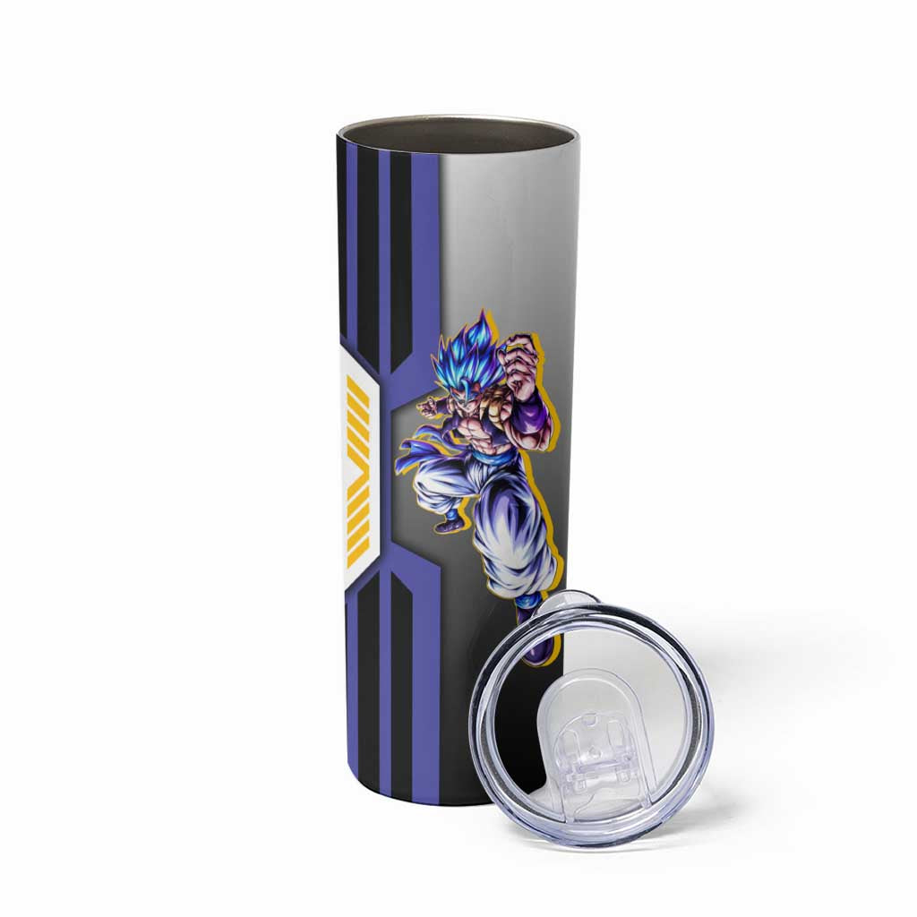Gogeta from Dragon Ball Skinny Tumbler with Super Saiyan Blue Form and Action Pose Design - The Mazicc