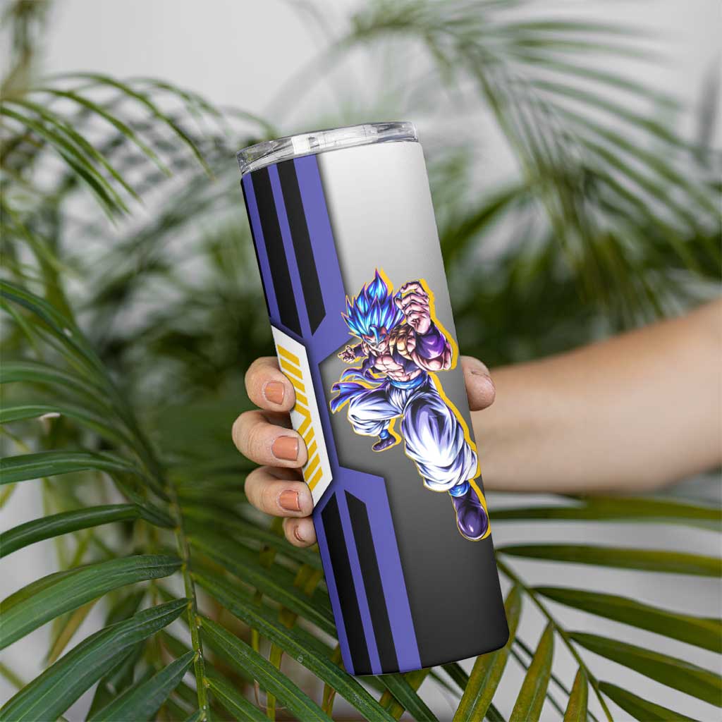 Gogeta from Dragon Ball Skinny Tumbler with Super Saiyan Blue Form and Action Pose Design - The Mazicc