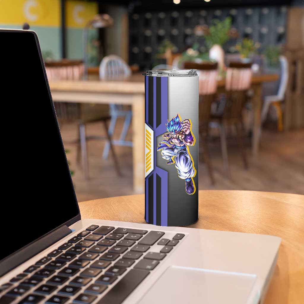 Gogeta from Dragon Ball Skinny Tumbler with Super Saiyan Blue Form and Action Pose Design - The Mazicc