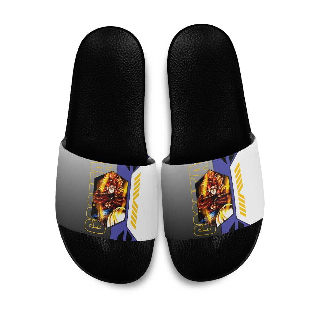 Gogeta from Dragon Ball Slide Sandals with Super Saiyan Blue Form and Action Pose Design - The Mazicc