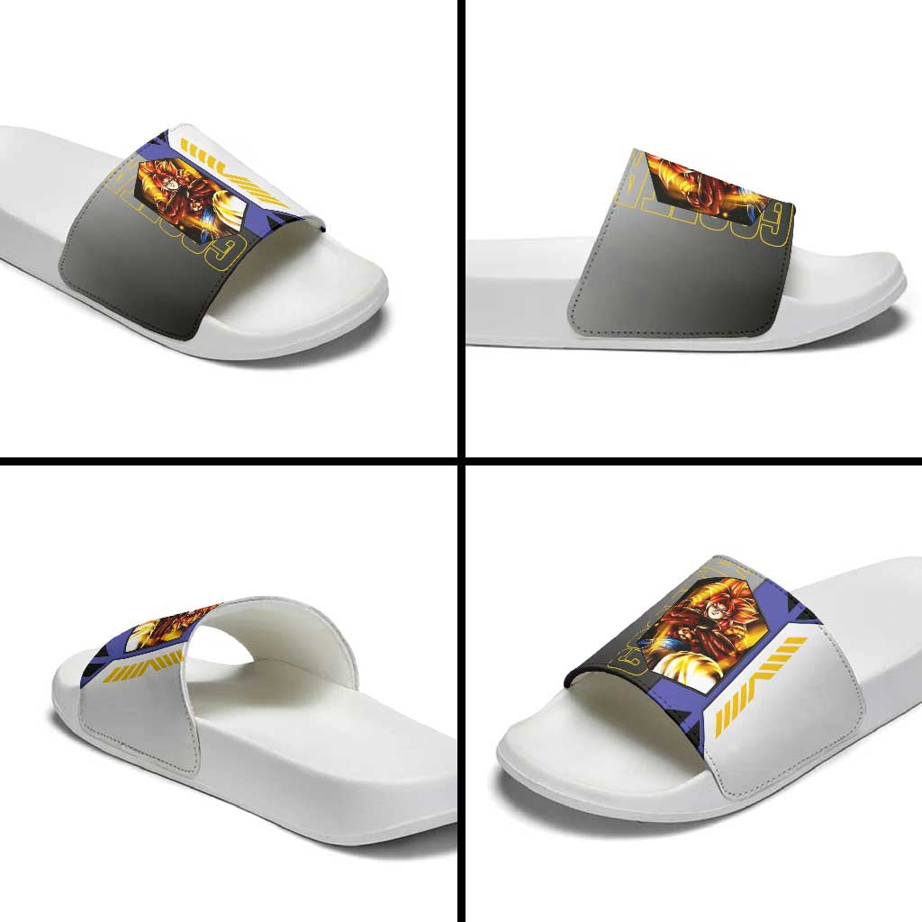 Gogeta from Dragon Ball Slide Sandals with Super Saiyan Blue Form and Action Pose Design - The Mazicc