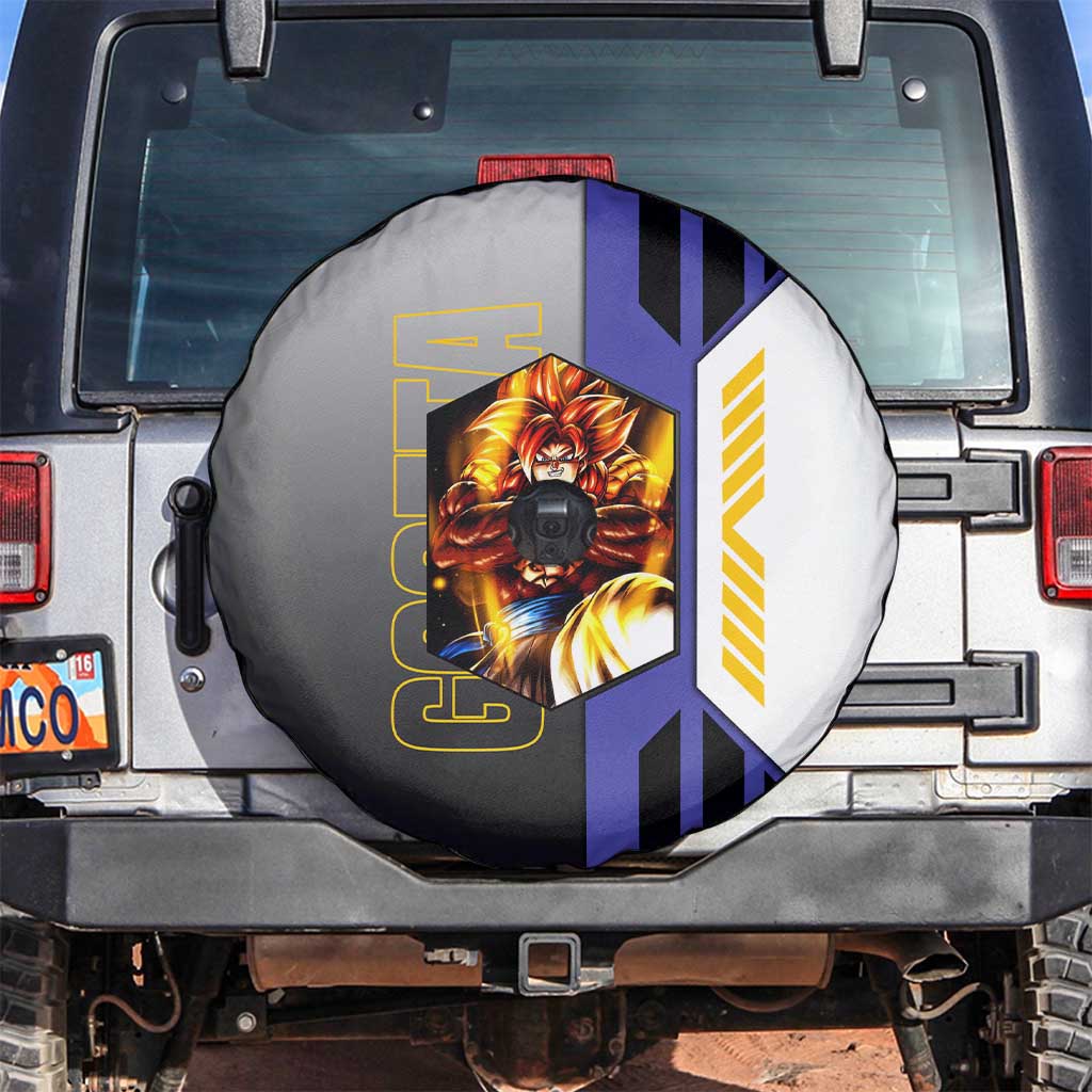 Gogeta from Dragon Ball Spare Tire Cover with Super Saiyan Blue Form and Action Pose Design - The Mazicc