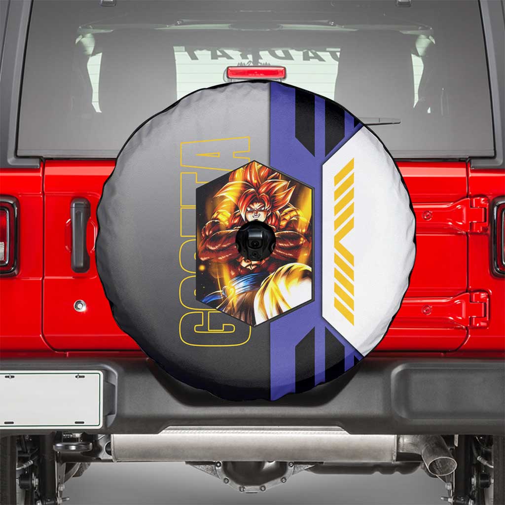 Gogeta from Dragon Ball Spare Tire Cover with Super Saiyan Blue Form and Action Pose Design - The Mazicc