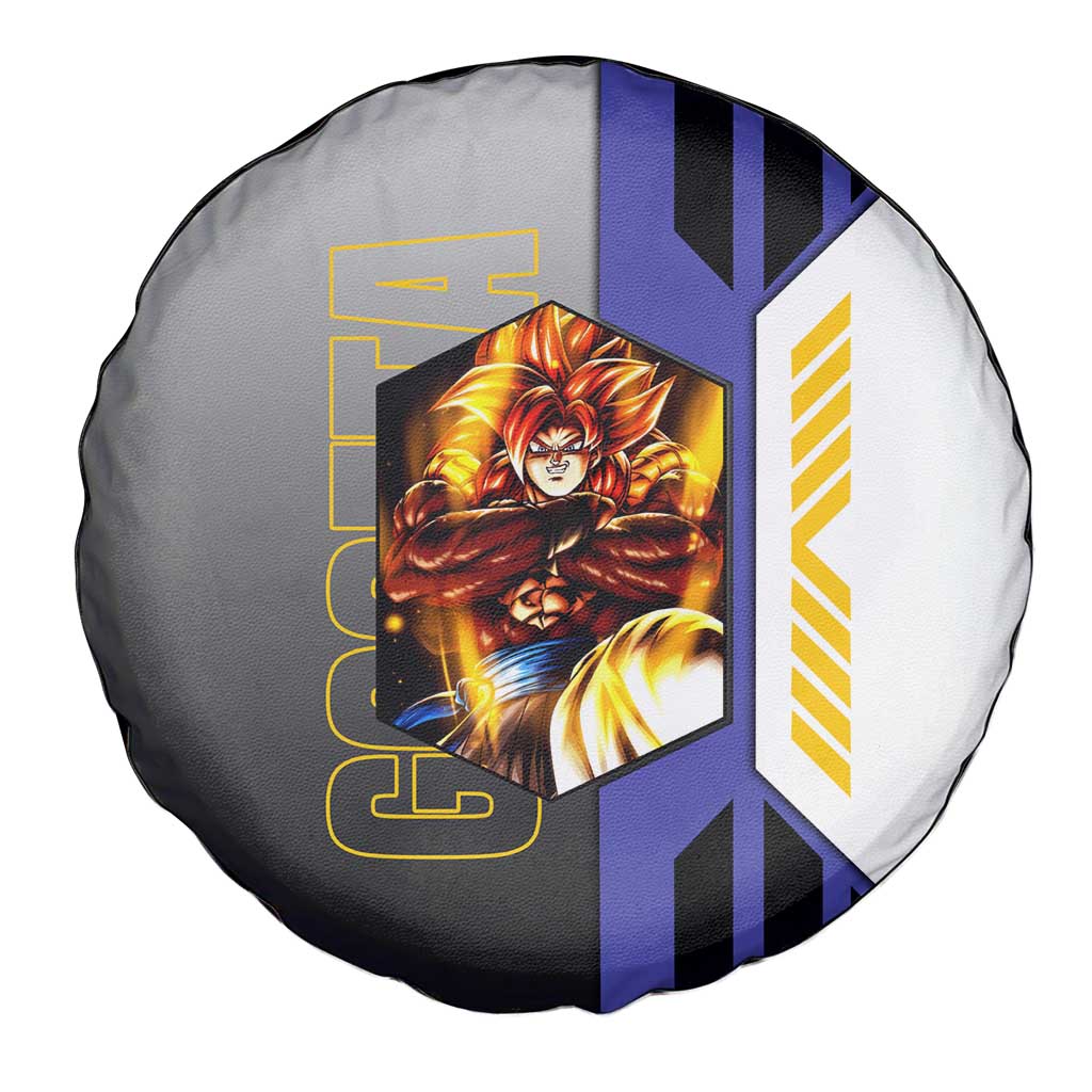 Gogeta from Dragon Ball Spare Tire Cover with Super Saiyan Blue Form and Action Pose Design - The Mazicc