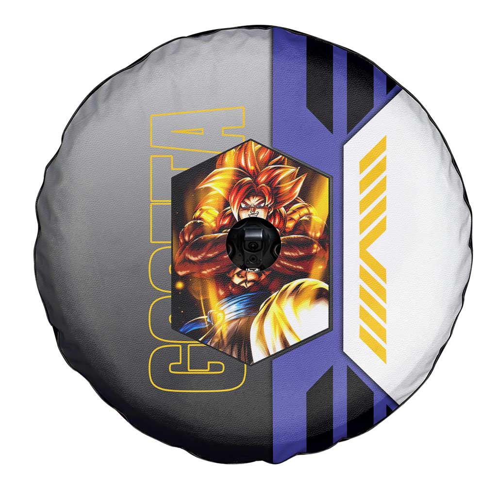 Gogeta from Dragon Ball Spare Tire Cover with Super Saiyan Blue Form and Action Pose Design - The Mazicc