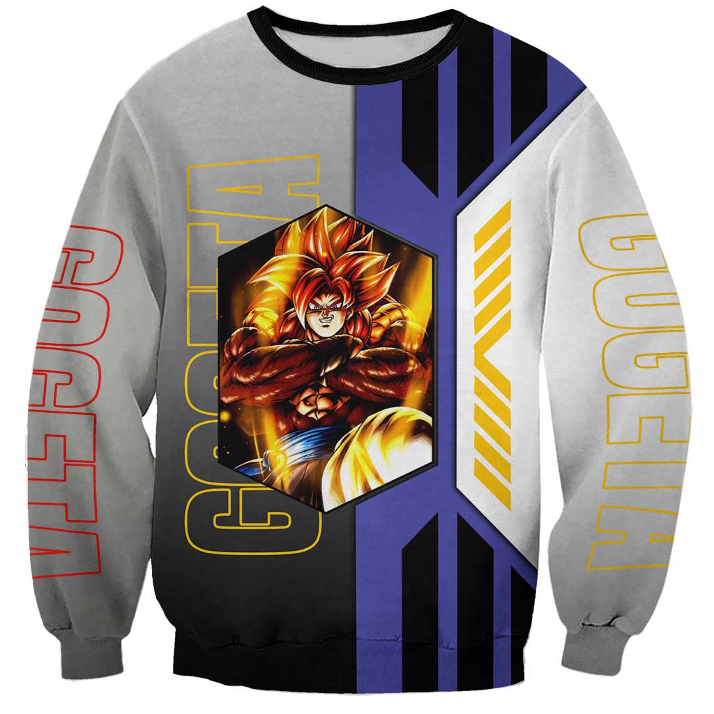 Gogeta from Dragon Ball Sweatshirt with Super Saiyan Blue Form and Action Pose Design - The Mazicc