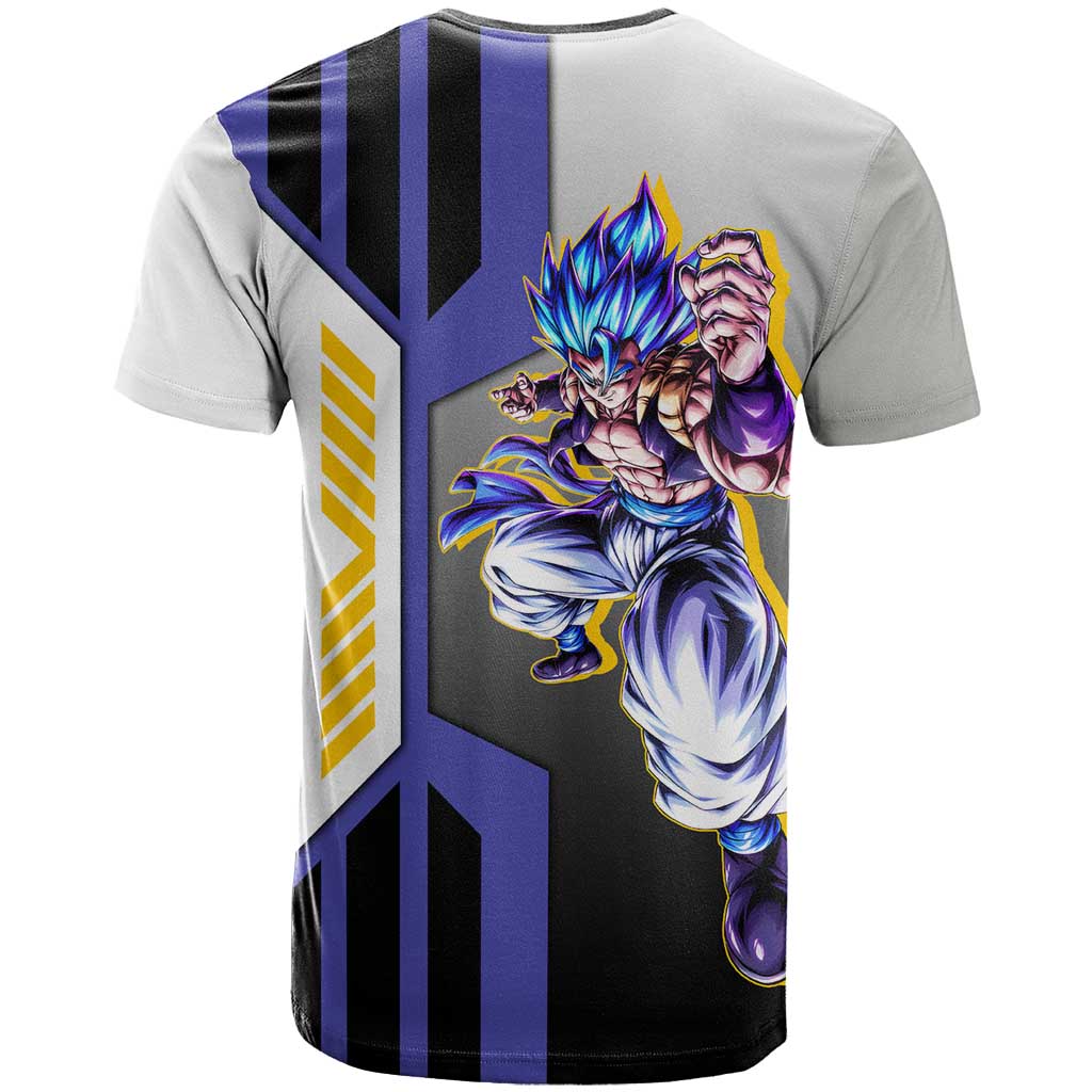 Gogeta from Dragon Ball T Shirt with Super Saiyan Blue Form and Action Pose Design - The Mazicc