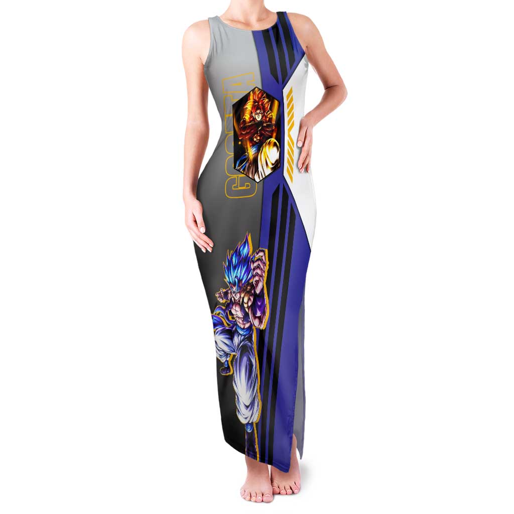 Gogeta from Dragon Ball Tank Maxi Dress with Super Saiyan Blue Form and Action Pose Design - The Mazicc