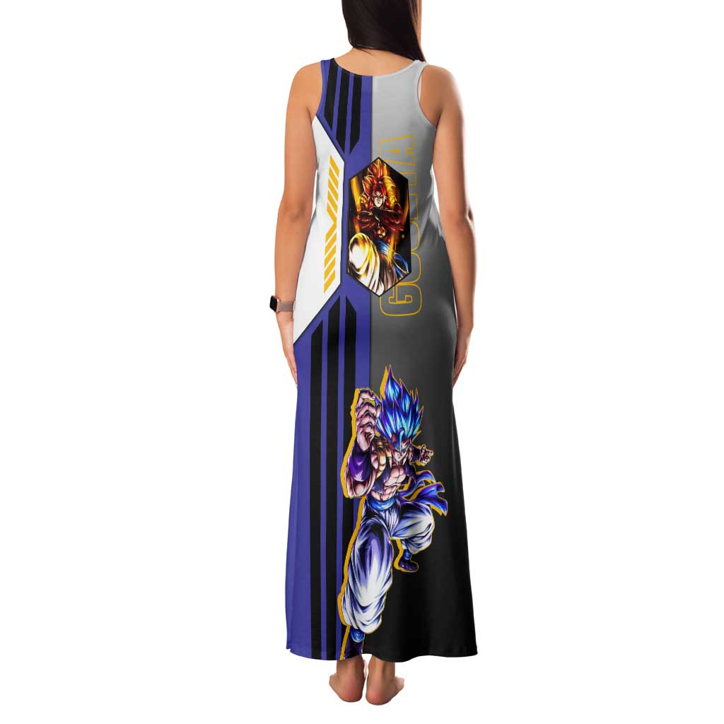 Gogeta from Dragon Ball Tank Maxi Dress with Super Saiyan Blue Form and Action Pose Design - The Mazicc