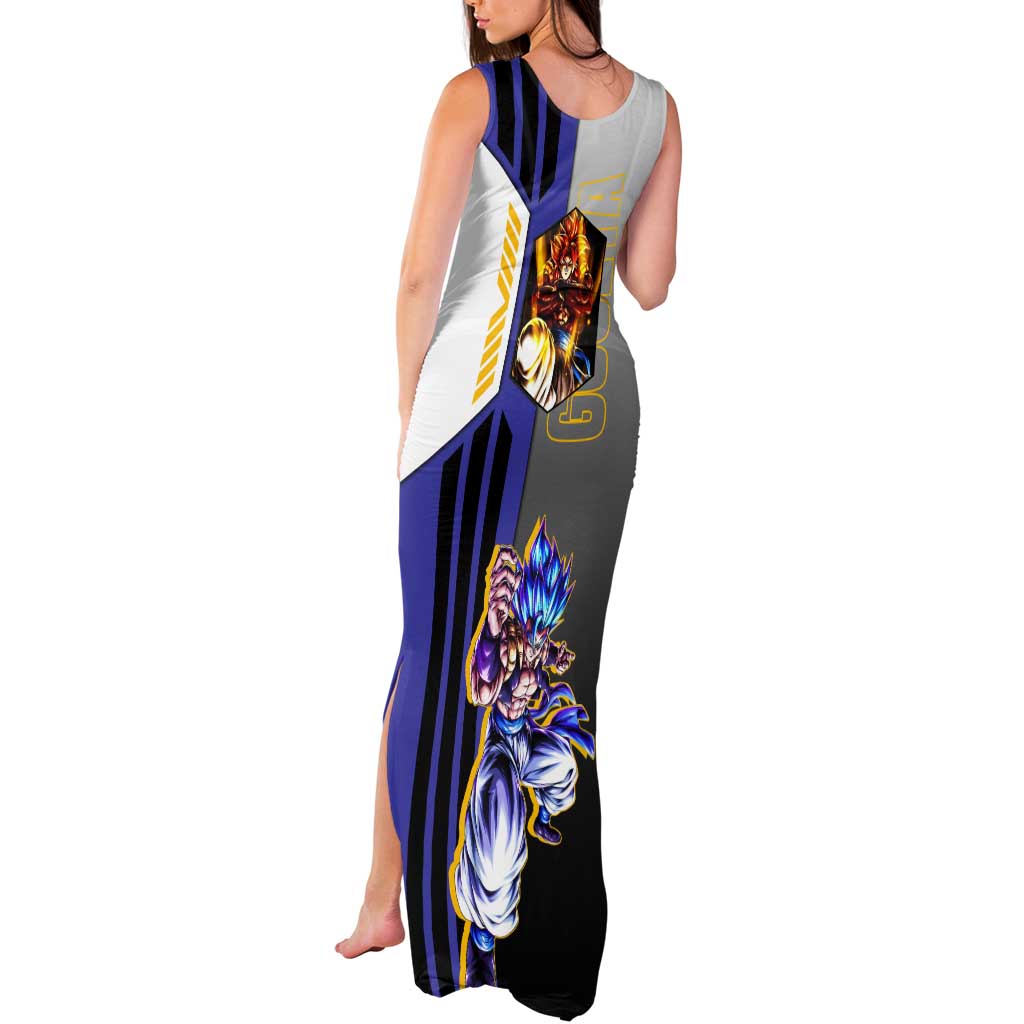 Gogeta from Dragon Ball Tank Maxi Dress with Super Saiyan Blue Form and Action Pose Design - The Mazicc