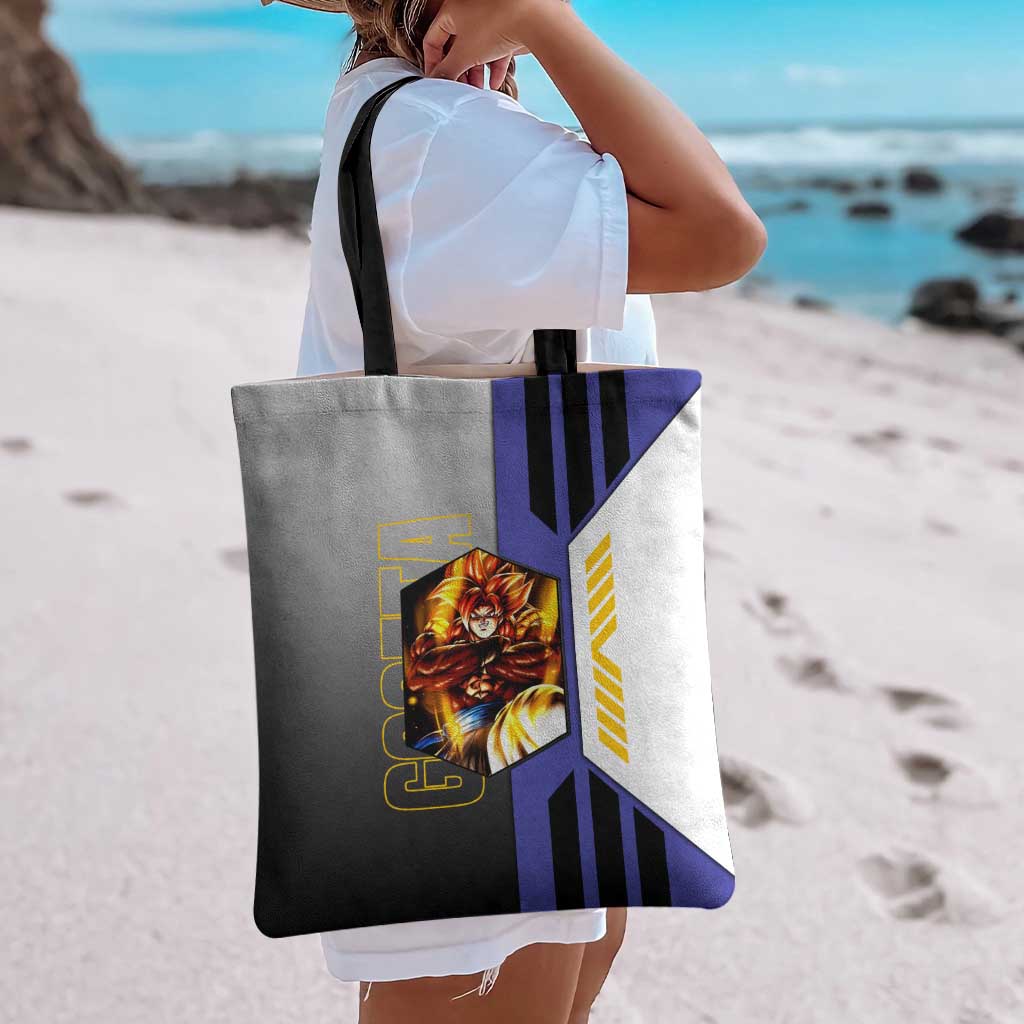Gogeta from Dragon Ball Tote Bag with Super Saiyan Blue Form and Action Pose Design - The Mazicc