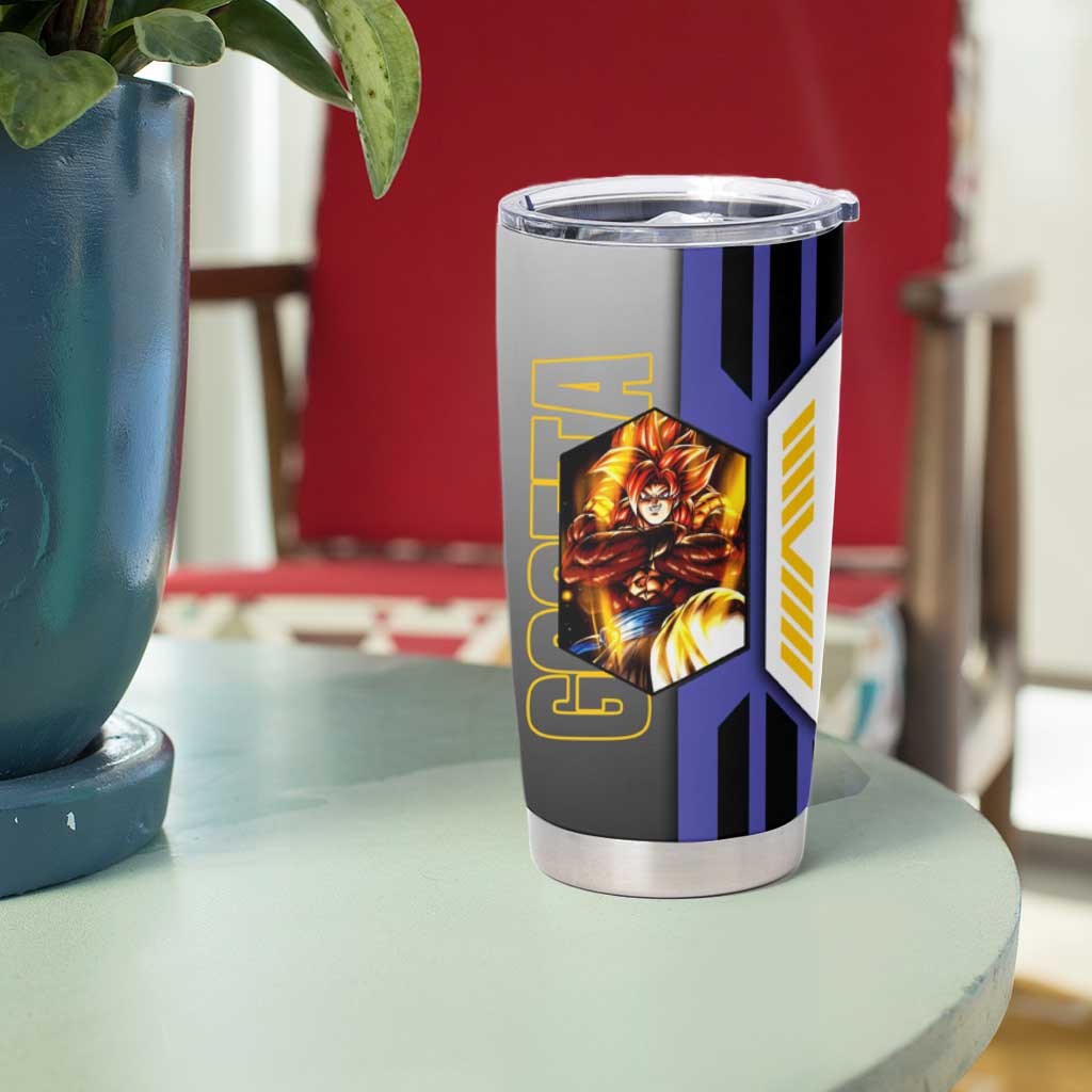 Gogeta from Dragon Ball Tumbler Cup with Super Saiyan Blue Form and Action Pose Design - The Mazicc