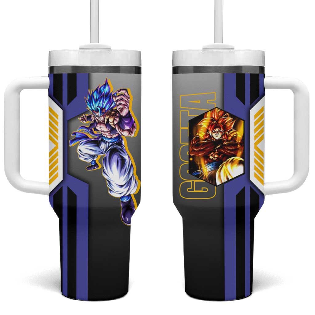 Gogeta from Dragon Ball Tumbler With Handle with Super Saiyan Blue Form and Action Pose Design - The Mazicc