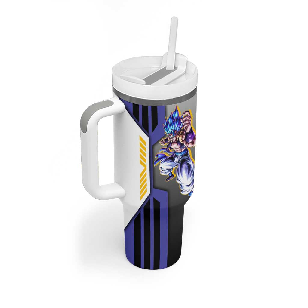 Gogeta from Dragon Ball Tumbler With Handle with Super Saiyan Blue Form and Action Pose Design - The Mazicc