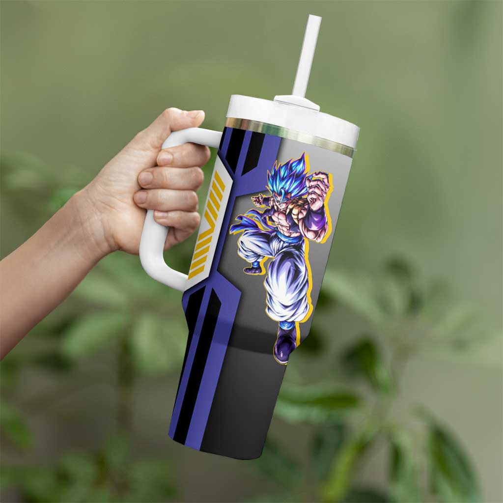 Gogeta from Dragon Ball Tumbler With Handle with Super Saiyan Blue Form and Action Pose Design - The Mazicc