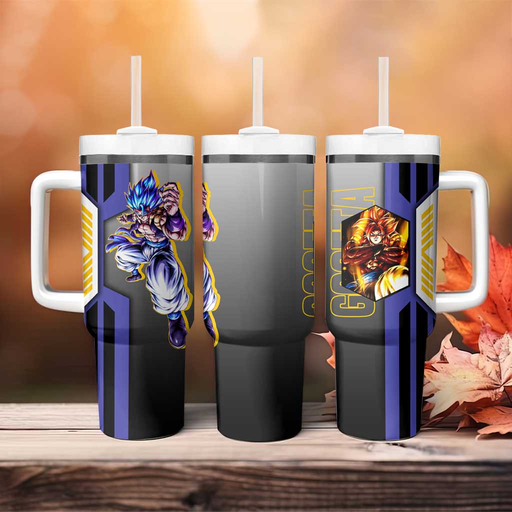 Gogeta from Dragon Ball Tumbler With Handle with Super Saiyan Blue Form and Action Pose Design - The Mazicc
