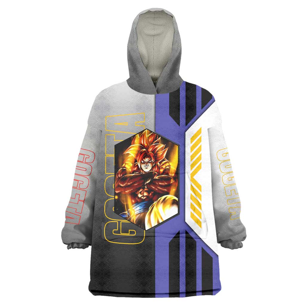 Gogeta from Dragon Ball Wearable Blanket Hoodie with Super Saiyan Blue Form and Action Pose Design - The Mazicc