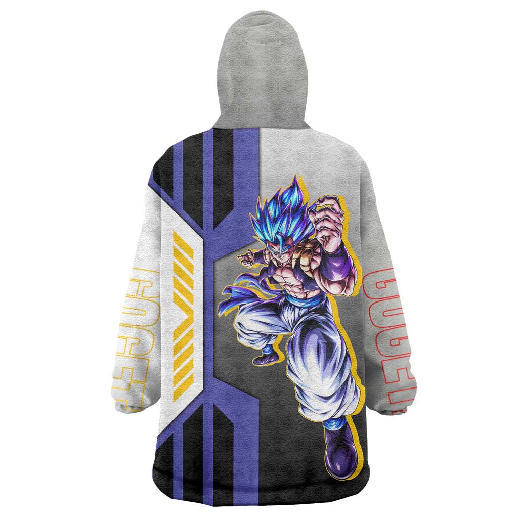 Gogeta from Dragon Ball Wearable Blanket Hoodie with Super Saiyan Blue Form and Action Pose Design - The Mazicc